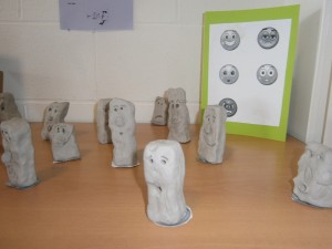 Clay heads showing emotion 4